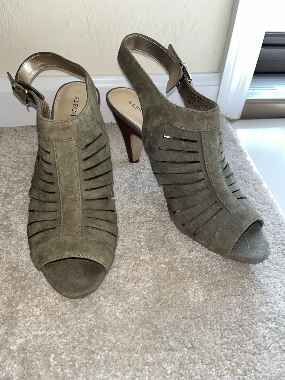 Alfani Olive Suede Cutout Slingback Heels